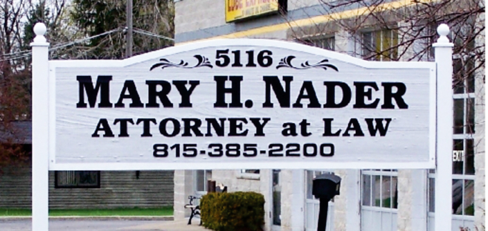 Mary H. Nader Sandblasted Sign