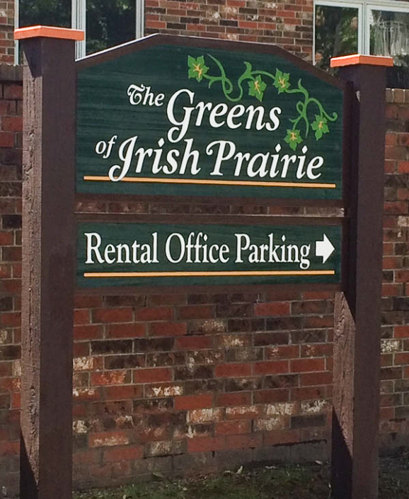 The Greens of Irish Prairie Sandblasted Sign