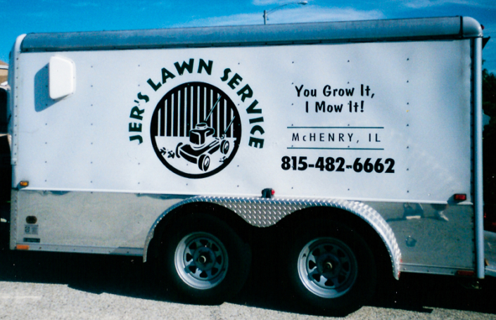 Jer's Lawn Service Truck Lettering