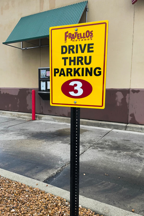 Fratellos Drive Thru Parking Sign